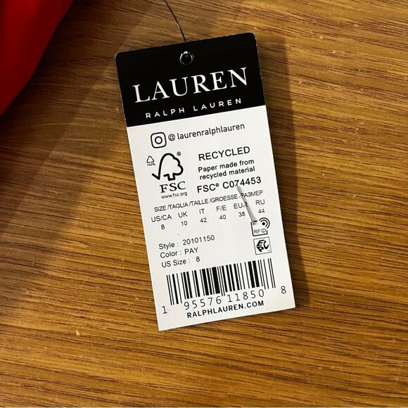 Lauren Ralph Lauren Beach Club Solids Shirred Hipster bottom orange - 8 - Picture 11 of 11